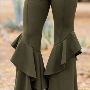 Rodeo Quincy Senorita Bells high waisted bell bottoms beautiful olive color